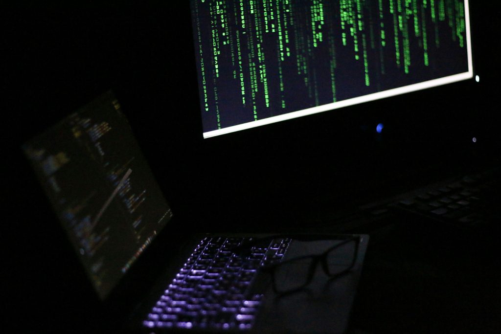 Cybersecurity professional monitoring network security in Gaithersburg, MD office